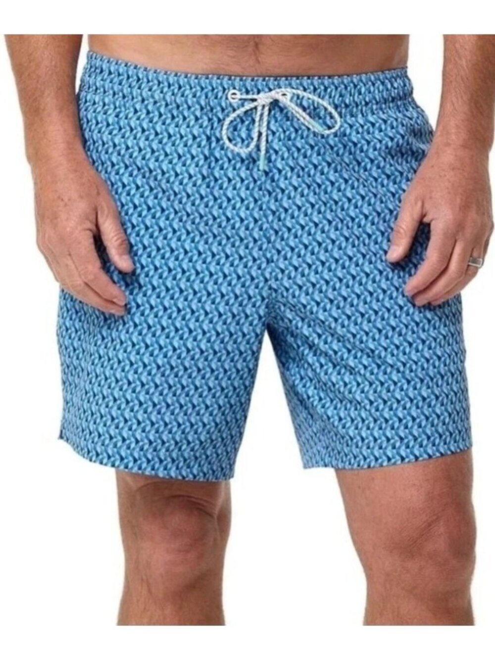 NWT Bonobos Men's Swim Shorts XL Blue Geometric Print 7-Inch Inseam Mesh Liner